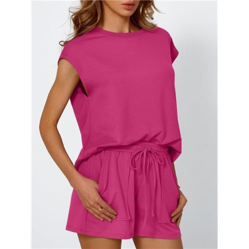 Round Neck Cap Sleeve Top and Shorts Set - Picture 4 of 16